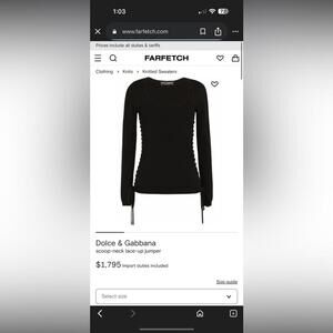 Dolce & Gabbana Black Long Sleeve Lace-Up Blouse